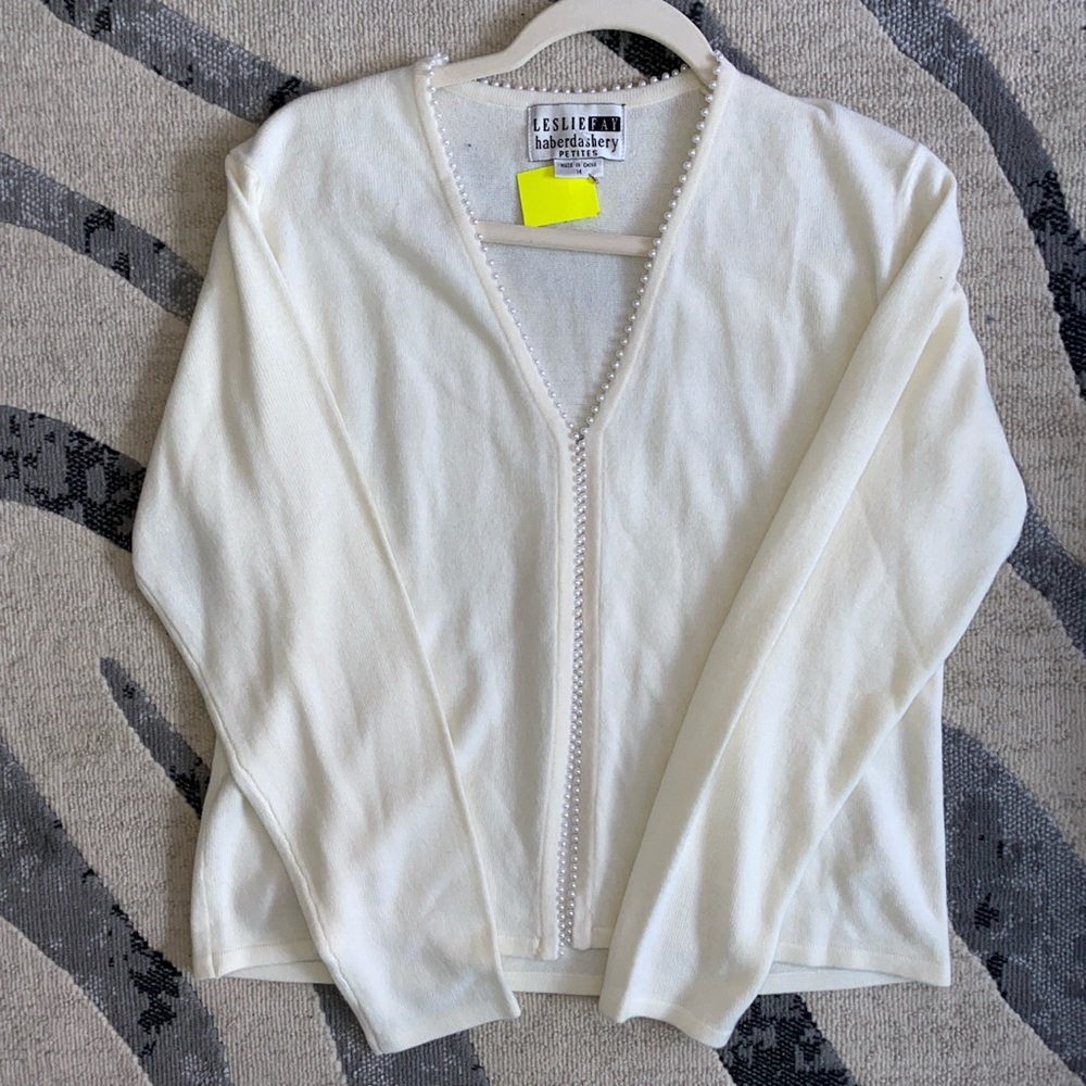 Cream sweater with pearl detailing